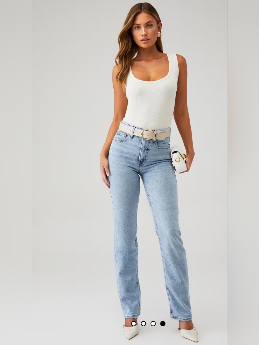 Good American Pale Blue High-Rise Straight-Leg Jeans